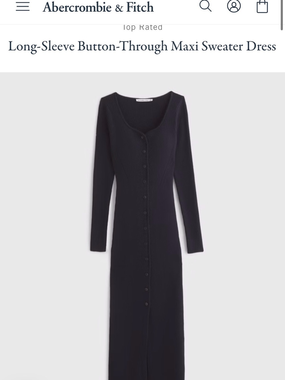 Abercrombie & Fitch Black Long-Sleeve Button-Through Maxi Sweater Dress brandnew